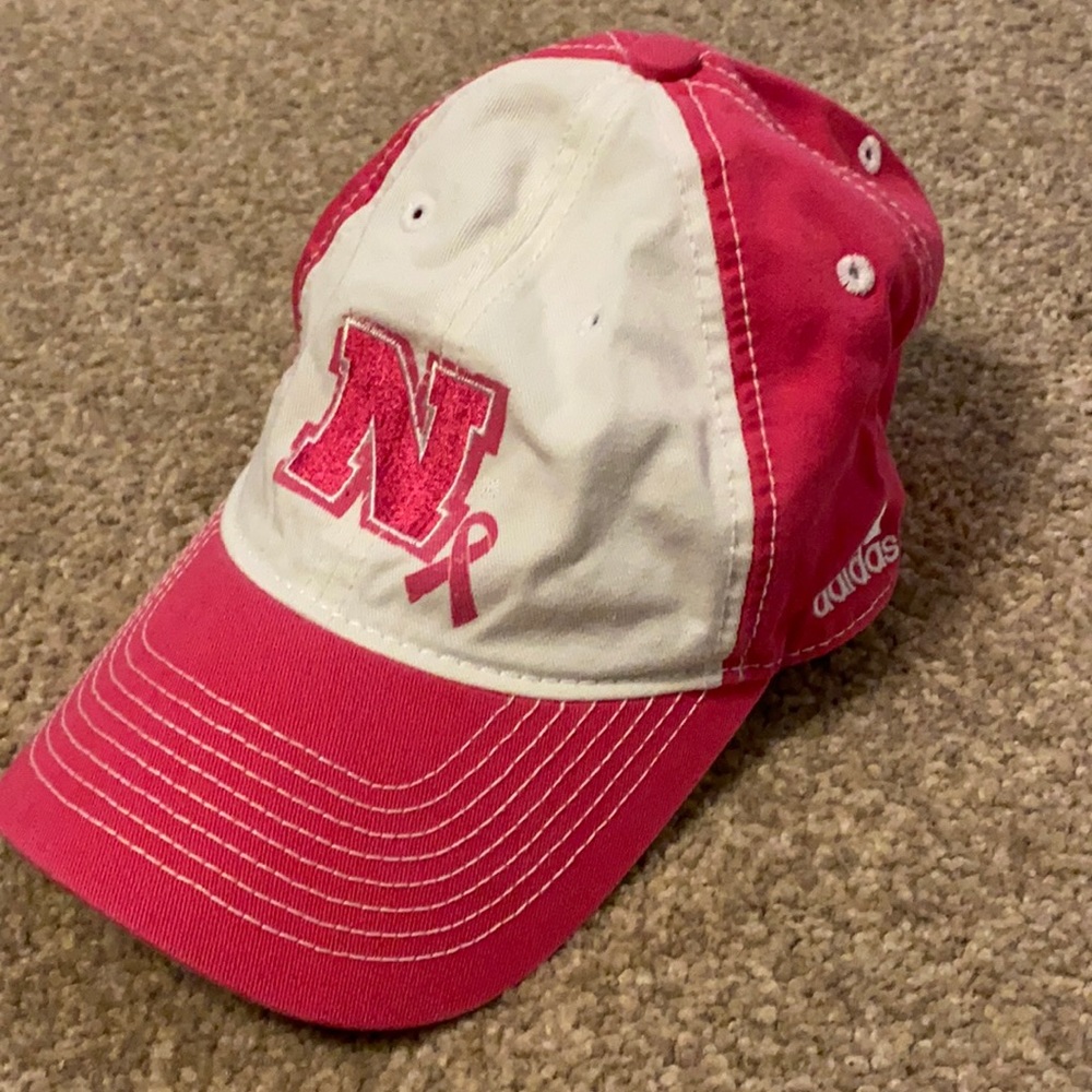 Girls Adidas pink/white Nebraska Huskers ball cap